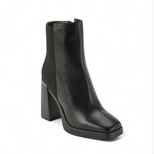 NEW DKNY Felice Black Leather Block Heeled Boot Bootie Sz 7
